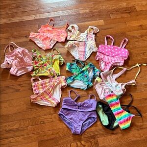 Assorted Girls' Colorful Swimwear Set - Rainbow, Pink, Purple